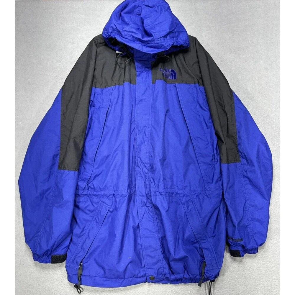 North Face Jacket Mens XL Blue Black Windbreaker Lined Retro Athleisure Gorpcore